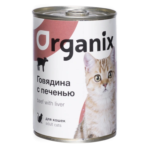Влажный корм Organix Preventive Line Beef & Liver для кошек, с говядиной и печенью, 410 г фото 1