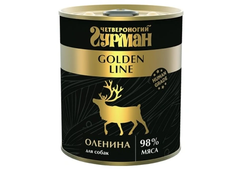 Влажный корм Четвероногий Гурман Golden line Venison для собак, оленина в желе, 340 г фото 1
