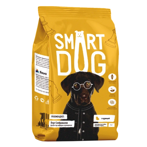 Сухой корм Smart Dog Chicken & Vegetables для взрослых собак крупных пород, с курицей и овощами, 3 кг фото 1