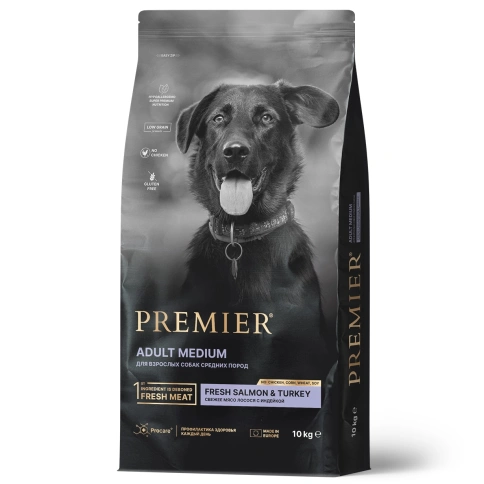 Сухой корм Premier Dog Salmon & Turkey Adult Medium для собак средних пород, с лососем и индейкой, 10 кг фото 1