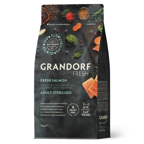 Сухой корм Grandorf Fresh Cat Salmon & Sweet Potato для стерилизованных кошек лосось, с бататом, 2 кг фото 1