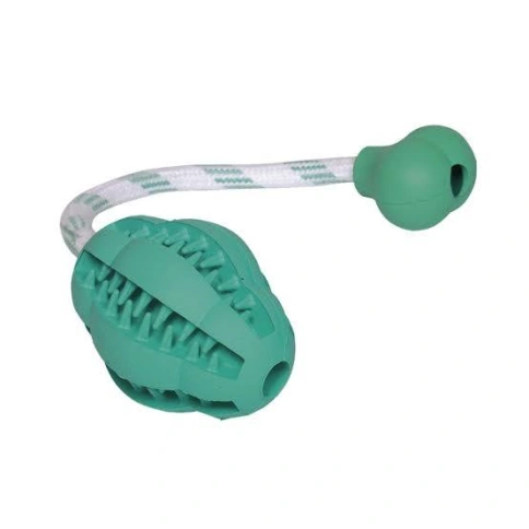 Игрушка NOBBY для собак, Мяч-Регби Dental С Веревкой, резина, 7 см фото 1