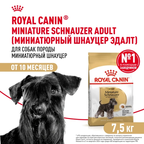 Сухой корм Royal Canin Miniature Schnauzer Adult для собак породы миниатюрный шнауцер, 7,5 кг фото 1
