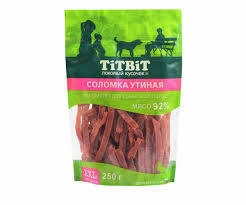 Лакомство Titbit соломка утиная для собак, 250 г фото 1