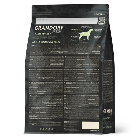 Сухой корм Grandorf Fresh Dog Turkey & Sweet Potato для взрослых собак средних и крупных пород диетическая формула для особо аллергичных собак индейка, с бататом, 3 кг фото 2
