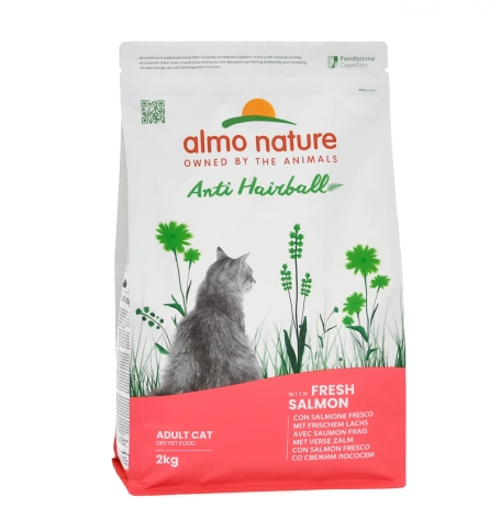 Сухой корм Almo Nature Hairball Salmon для взрослых кошек со свежим, с лососем, 2 кг фото 1