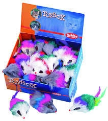 Игрушка NOBBY для кошек, с перьями, дисплей мышек, 36 шт, 7,5 см фото 1