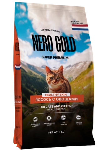 Сухой корм NERO GOLD Salmon & Vegetables для кошек и котят, с лососем и овощами, 3 кг фото 1