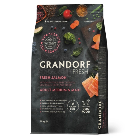Сухой корм Grandorf Fresh Dog Salmon & Sweet Potato для взрослых собак средних и крупных пород для здоровья кожи и шерсти лосось, с бататом, 3 кг фото 1