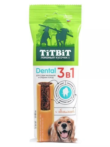 Лакомство Titbit Dental для собак, мелких и средних пород с облепихой, 110 г фото 1