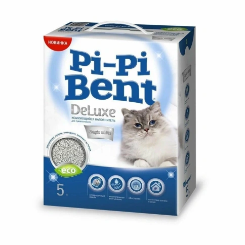 Наполнитель Pi-Pi Bent DeLuxe Magic White для кошачьих туалетов, комкующийся, 5 л фото 1
