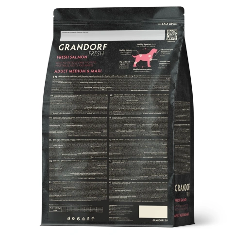 Сухой корм Grandorf Fresh Dog Salmon & Sweet Potato для взрослых собак средних и крупных пород для здоровья кожи и шерсти лосось, с бататом, 10 кг фото 2