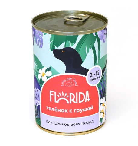 Влажный корм FLORIDA Pear для щенков с из телёнка и грушей, 400 г фото 1
