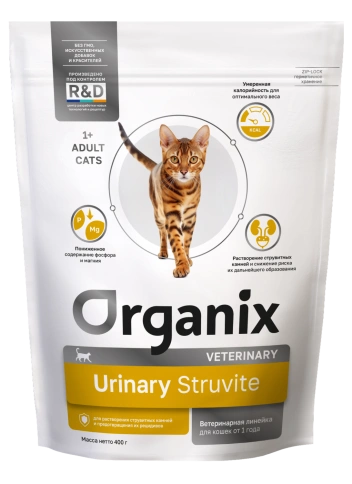 Сухой корм Organix Preventive Line URINARY Struvite для взрослых кошек для растворения струвитных камней и предотвращения их рецидивов, 400 г фото 1
