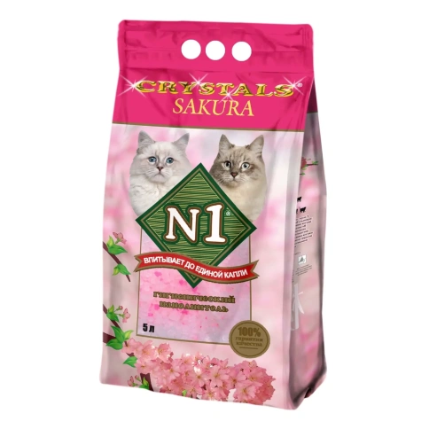 Наполнитель №1 Crystals Sakura для кошачьих туалетов, силикагелевый, 5 л фото 1