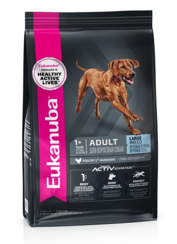 Сухой корм Eukanuba Adult Large Breed для взрослых собак крупных пород, с птицей, 3 кг фото 1