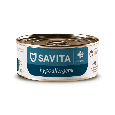 Влажный корм SAVITA Preventive Line Hypoallergeniс для взрослых кошек при пищевой аллергии, 100 г фото 1