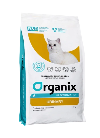 Сухой корм Organix Preventive Line Urinary для кошек профилактика образования мочевых камней, 7 кг фото 1