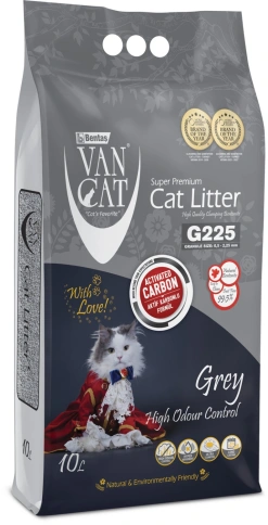 Наполнитель Van Cat для кошачьего туалета, комкующийся без пыли с ароматом активированный уголь, без пыли, 10 л фото 1