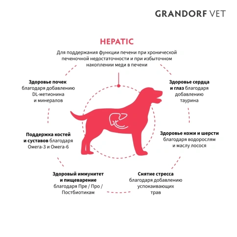 Сухой корм Grandorf Veterinary Hepatiс для собак при заболеваниях печени, 1 кг фото 2