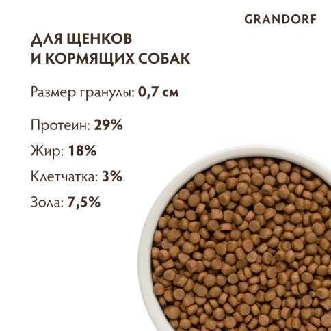 Сухой корм Grandorf Lamb & Turkey Puppy для щенков всех пород, с ягненком и индейкой, 3 кг фото 9