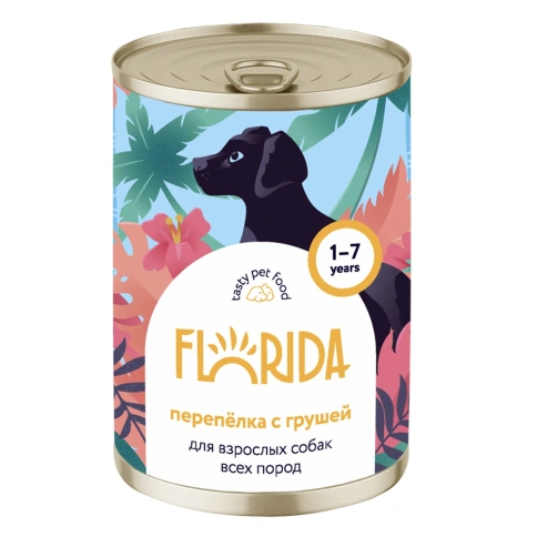 Влажный корм FLORIDA Quail & Pear для собак, с перепёлкой и грушей, 400 г фото 1