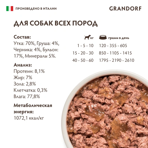 Влажный корм Grandorf Lamb для собак, паштет из ягненка, 200 г фото 6