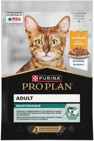 Влажный корм PRO PLAN Chicken для взрослых кошек, с курицей в соусе, 85 г фото 1