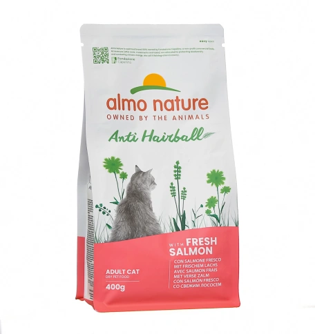 Сухой корм Almo Nature Hairball Salmon для взрослых кошек со свежим, с лососем, 400 г фото 1