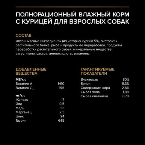 Влажный корм PRO PLAN Chicken для взрослых собак мелких и карликовых пород, склонных к набору веса, с курицей в соусе, 85 г фото 5