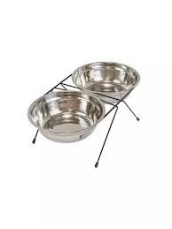 Миска Homepet для домашних животных, металлическая двойная на подставке, 2 шт, диаметр 24 см, 2 л фото 1