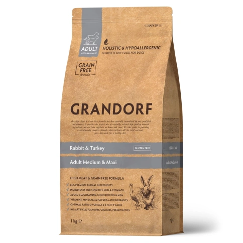 Сухой корм Grandorf Rabbit & Turkey Med & Maxi для взрослых собак средних и крупных пород, с кроликом и индейкой, 1 кг фото 1