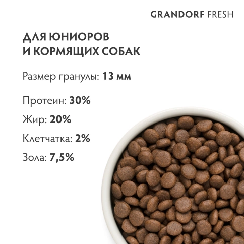 Сухой корм Grandorf Fresh Dog Lamb & Sweet Potato для юниоров средних и крупных пород беременных и кормящих собак беззерновой ягненок, с бататом, 1 кг фото 9