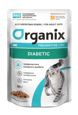Влажный корм Organix Preventive Line Diabetiс Fish для кошек профилактика сахарного диабета, с рыбой, 85 г фото 1