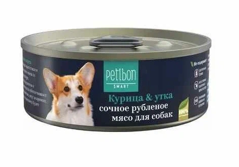 Влажный корм Petibon Smart Chicken & Duck для собак, рубленое мясо, с курицей и уткой, 100 г фото 1