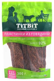 Лакомство Titbit пластинки из говядины для собак, 300 г фото 1