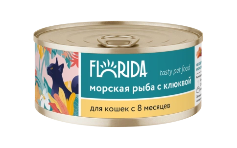 Влажный корм FLORIDA Rabbit & Lingonberry для взрослых кошек из кролика, с брусникой, 100 г фото 1