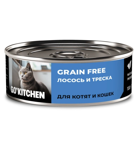 Влажный корм Go'Kitchen Salmon & Cod для котят и кошек, с лососем и треской, 100 г фото 1