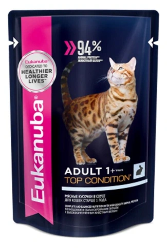 Влажный корм Eukanuba Top Condition Rabbit для взрослых кошек, с кроликом, 85 г фото 1