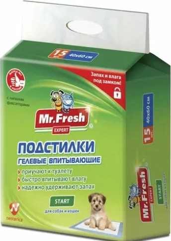 Подстилки Mr.Fresh Start Expert для ежедневного применения, 15 шт, 40 см х 60 см фото 1