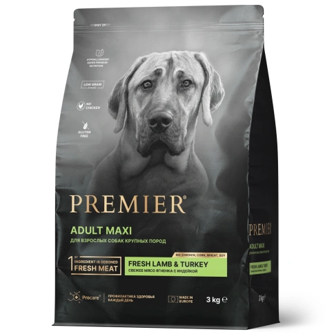 Сухой корм Premier Dog Lamb & Turkey Adult Maxi для собак крупных пород, с ягненком и индейкой, 3 кг фото 1