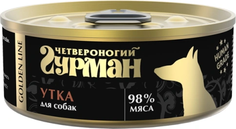 Влажный корм Четвероногий Гурман Golden line Duck для собак, утка натуральная в желе, 100 г фото 1