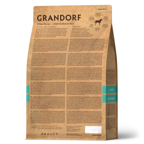 Сухой корм Grandorf 4 Meat Probiotic Med & Maxi Четыре вида мяса Meat Assortment для взрослых собак средних и крупных пород, 3 кг фото 2