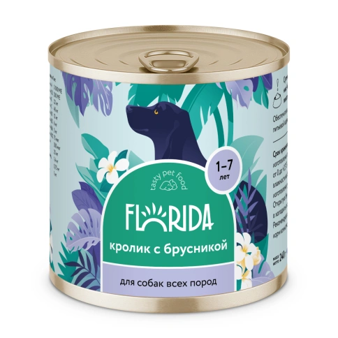 Влажный корм FLORIDA Rabbit & Lingonberry для собак, с кроликом с брусникой, 240 г фото 1