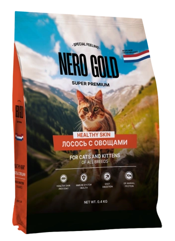 Сухой корм NERO GOLD Salmon & Vegetables для кошек и котят, с лососем и овощами, 400 г фото 1
