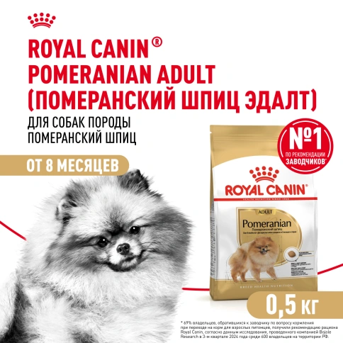 Сухой корм Royal Canin Pomeranian Adult для собак породы померанский шпиц, 500 г фото 1