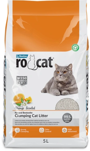 Наполнитель Ro Cat для кошачьего туалета, комкующийся без пыли с ароматом апельсина, 5 л фото 1