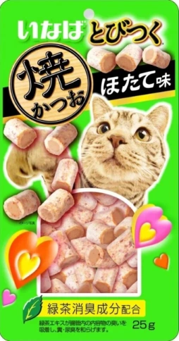 Лакомство Inaba Tobitsuku Yaki Katsuo запеченное для кошек, с морским гребешком, 25 г фото 1