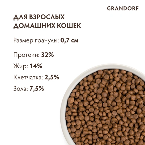 Сухой корм Grandorf 4 Meat Probiotic Indoor Четыре вида мяса Meat Assortment для домашних кошек, 400 г фото 9