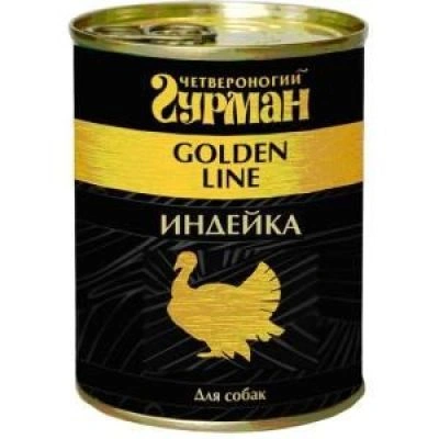 Влажный корм Четвероногий Гурман Золотая линия Turkey для собак, индейка натуральная в желе, 340 г фото 1